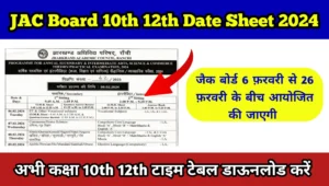 JAC Board 10th 12th Date Sheet 2024