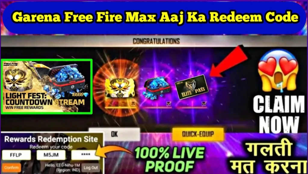 Garena Free Fire Max Aaj Ka Redeem Code 2024 Today