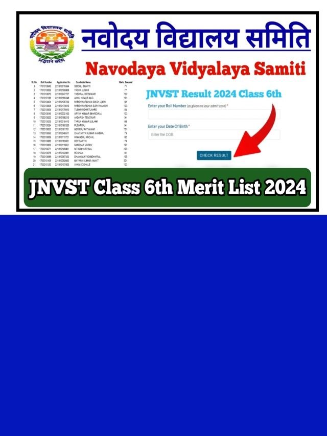 JNVST Class 6th Merit List 2024