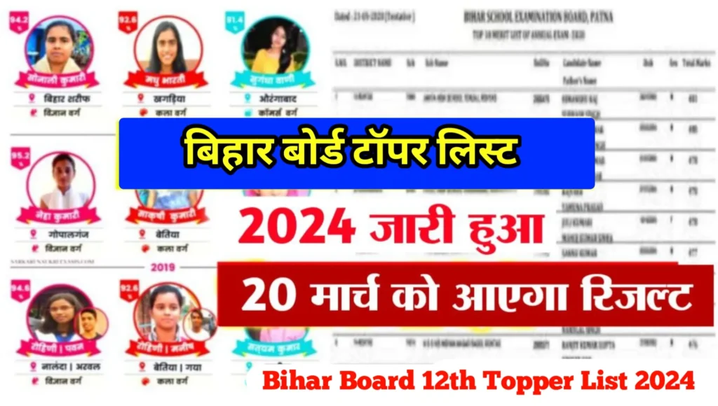 Bihar Board 12th Topper List 2024: