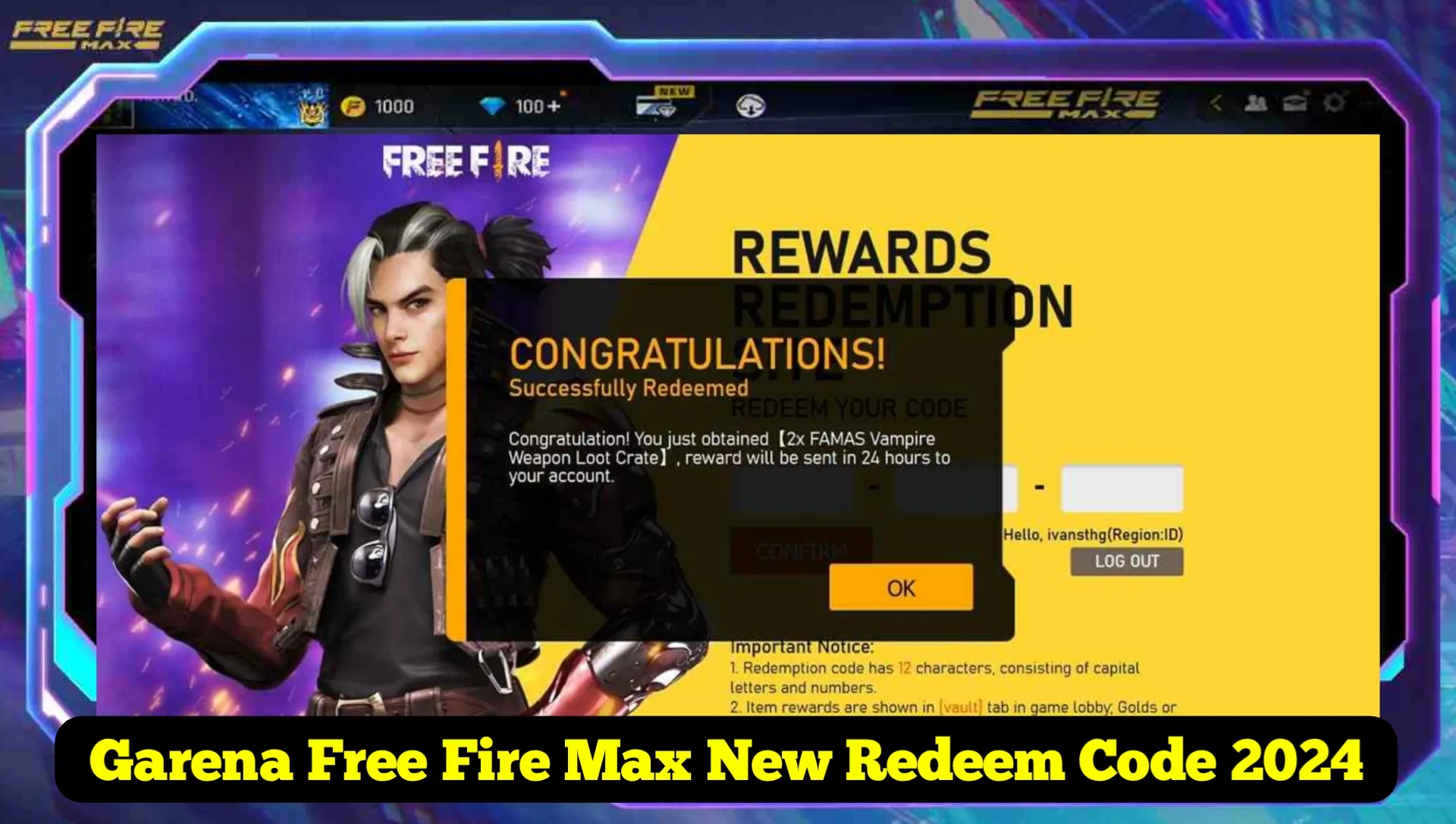 Garena Free Fire Max New Redeem Code 2024
